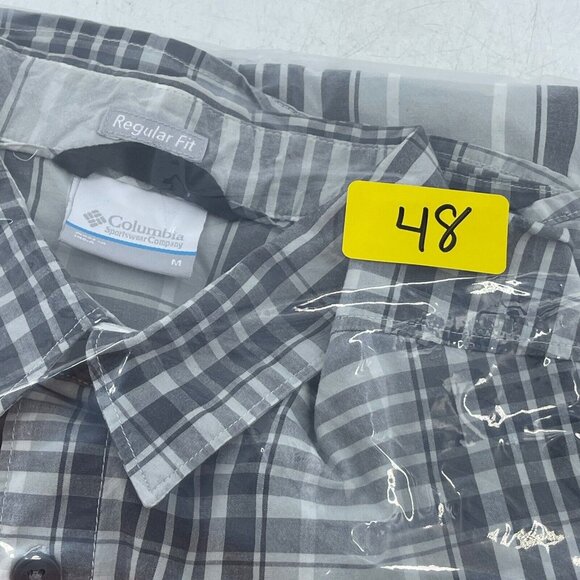 Columbia Button-Down M Gray Plaid Sportswear Short Sleeve Men's - Picture 8 of 8